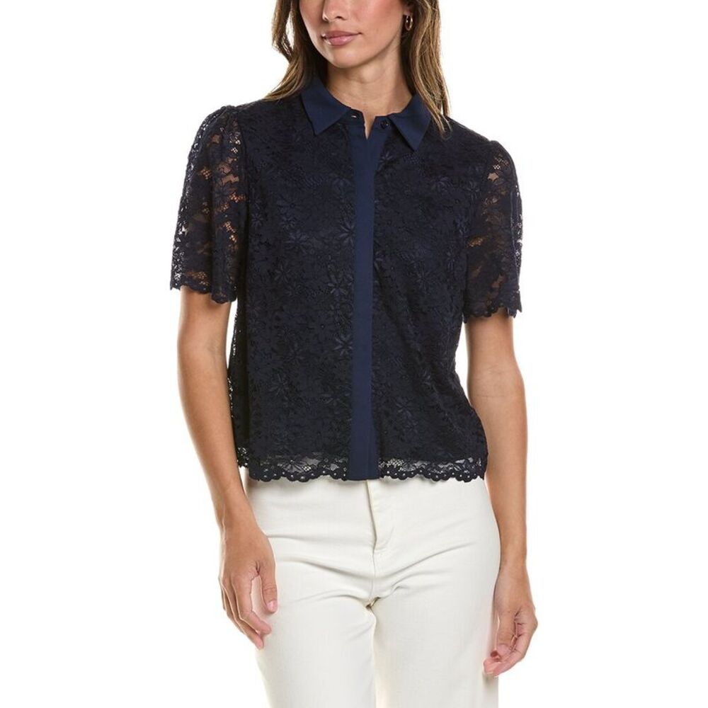 Cece Womens Hidden Placket Shirt